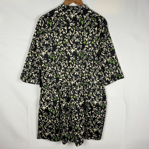 NWT Tuckernuck Women Verdant Iris ¾ Sleeve Mini Shirt Dress Sz M Black Cotton - Picture 6 of 16